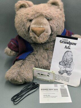Vintage 1986 Grandpa A.G. Talking Bear Axlon Patricia Townsend w/ Tape & Cord